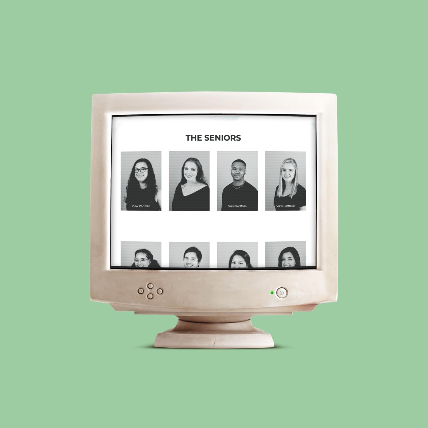 Image of the 2019 Winthrop Senior Show's Seniors Section on an Old Computer Monitor